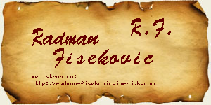 Radman Fišeković vizit kartica